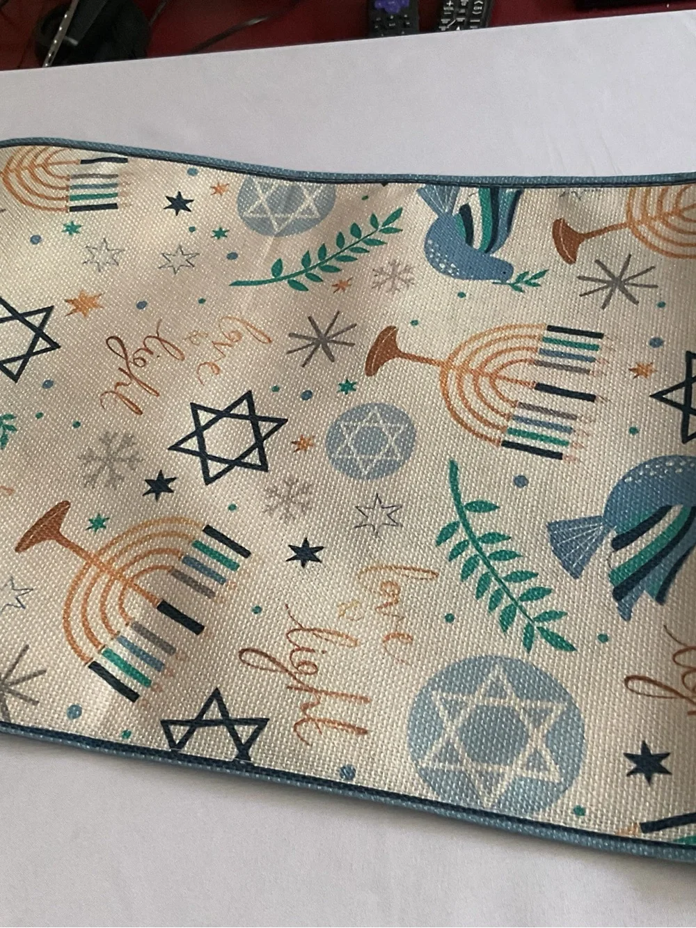 Festive Hanukkah Table Runner - Blue, Teal & Gold